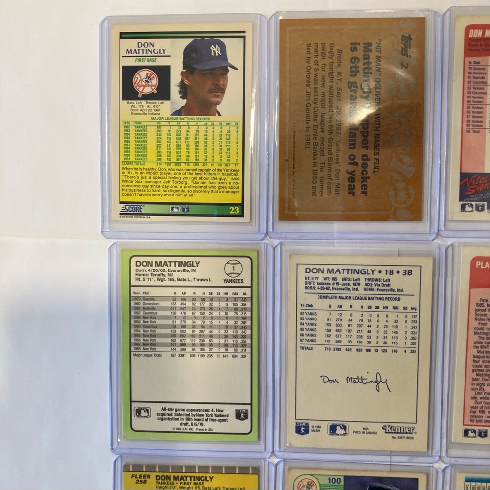 Lot of 9 Vintage 80s-90s Don Mattingly Baseball Cards New York Yankees - Picture 9 of 16